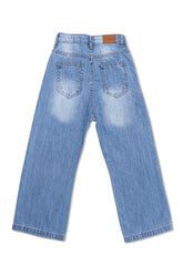 light blue denim jeans for girls with heart Prints